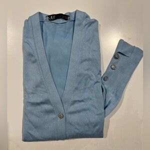Zara Light Blue Cardigan with Button Details women size Large
